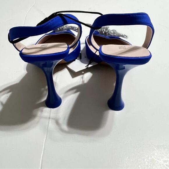 Zara Blue EMBELLISHED BOW HEELED SLINGBACKS - Picture 11 of 15
